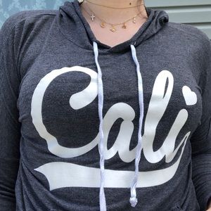 Long gray thin hoodie.